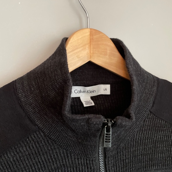 Calvin Klein mock neck full zip knit cardigan sweater size Large - Picture 2 of 11